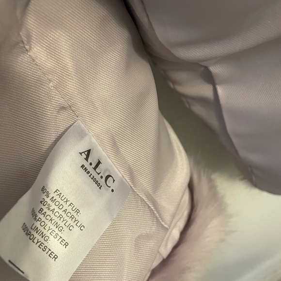 A. L. C Faux Fur Jacket size Large, 2 side pockets. Lavender color brand new - Picture 8 of 10